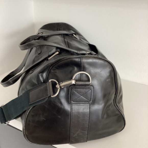 MEN’S FOSSIL BRAND BLACK LEATHER DUFFLE TRAVEL LARGE BAG - Picture 10 of 16